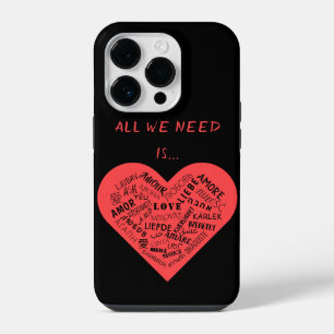 Multi Language Love Text Heart Custom Colours iPhone 14 Pro Case