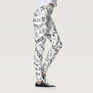 Multi Language Love Text Leggings Your Colours