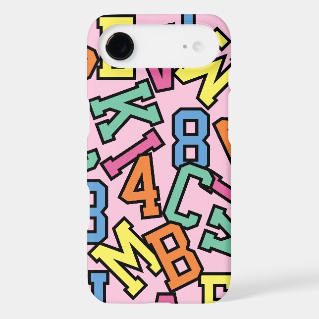 Multi-Letters Numbers Colourful Light Pink (Back)