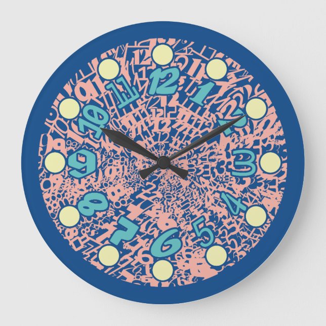 MULTI NUMBERS PASTEL COLORS BY MASANSER LARGE CLOCK (Front)