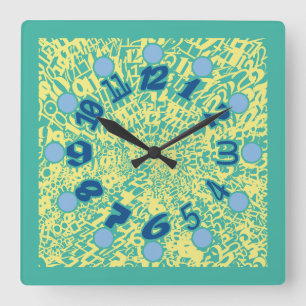 MULTI NUMBERS PASTEL COLORS BY MASANSER SQUARE WALL CLOCK