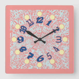 MULTI NUMBERS PASTEL COLORS BY MASANSER SQUARE WALL CLOCK