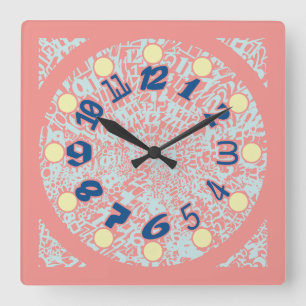 MULTI NUMBERS PASTEL COLORS BY MASANSER SQUARE WALL CLOCK