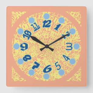 MULTI NUMBERS PASTEL COLORS BY MASANSER SQUARE WALL CLOCK