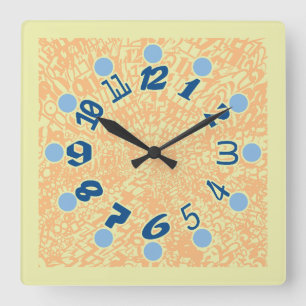 MULTI NUMBERS PASTEL COLORS BY MASANSER SQUARE WALL CLOCK