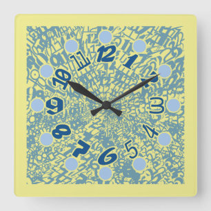 MULTI NUMBERS PASTEL COLORS BY MASANSER SQUARE WALL CLOCK
