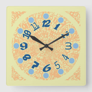 MULTI NUMBERS PASTEL COLORS BY MASANSER SQUARE WALL CLOCK