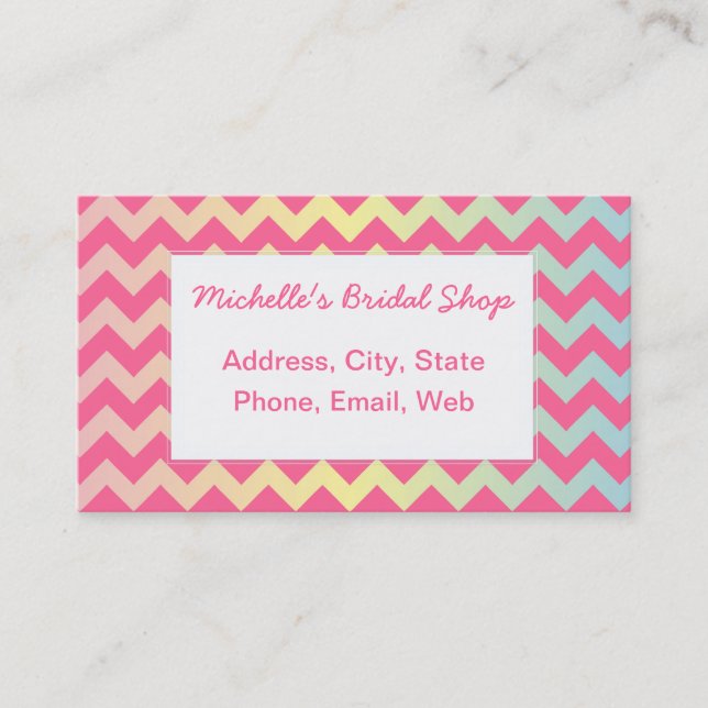 Multi Pastel Chevron Pattern Business Card (Front)