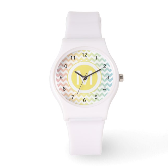 Multi Pastel Chevron Pattern Watch (Front)