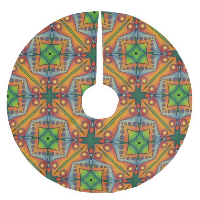 multi pattern brushed polyester tree skirt (Front)