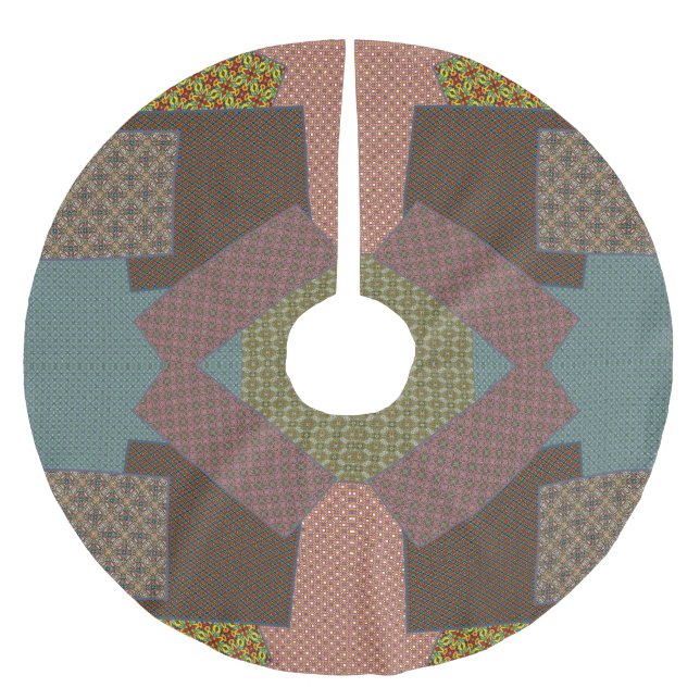 multi pattern brushed polyester tree skirt (Front)