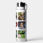 Multi photo collage best grandpa ever personalized water bottle (Back)