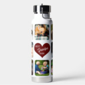 Multi photo collage best grandpa ever personalized water bottle (Left)