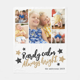Multi Photo Collage Family Monogram Fleece Blanket