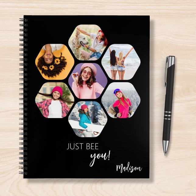 Multi Photo Collage JUST BEE YOU Personalized Name Notebook (Creator Uploaded)