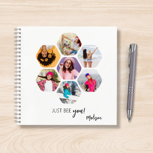 Multi Photo Collage JUST BEE YOU Personalized Name Notebook