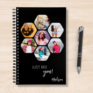 Multi Photo Collage JUST BEE YOU Personalized Name Notebook