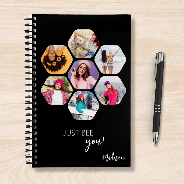Multi Photo Collage JUST BEE YOU Personalized Name Notebook (Creator Uploaded)