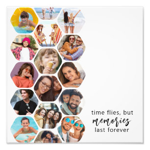 Multi Photo Collage Memories Simple Modern Square Print