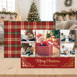 Multi-Photo Collage Merry Christmas Foil Holiday Card