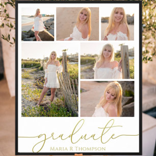 Multi Photo Collage Modern Graduation Script Poster