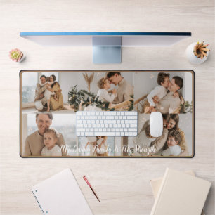 Multi Photo Collage Modern Personalized Family Desk Mat
