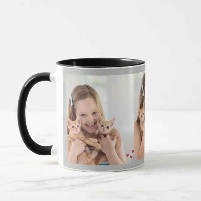 Multi Photo Collage Modern Personalized lovely cat Mug (Left)