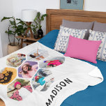 Multi Photo Collage Modern Personalized Name Sherpa Blanket<br><div class="desc">Multi Photo Collage Modern Personalized Name Sherpa Blankets features a photo collage of your favourite photos in a hexagon shape. Personalized with your name in modern black script. Perfect for birthday, Christmas, Mother's Day, Father's Day, Grandparents, brother, sister, best friend and more. PHOTO TIP: centre your photos before uploading to...</div>
