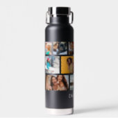 Multi Photo Collage Modern Personalized Name Water Bottle (Front)