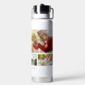 Multi Photo Collage Modern Personalized Name Water Bottle (Back)