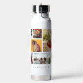Multi Photo Collage Modern Personalized Name Water Bottle (Left)