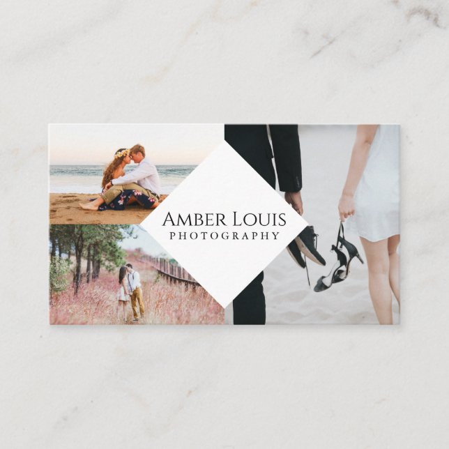 Multi-Photo Collage Photography Modern Business Card (Front)