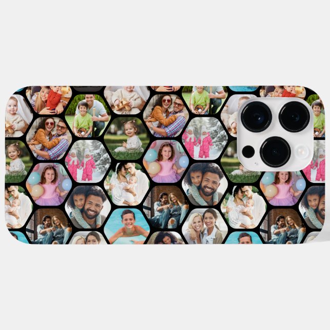 Multi Photo Collage Simple Modern Hexagon Pattern Case-Mate iPhone Case (Back (Horizontal))