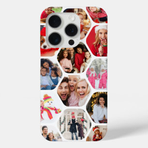 Multi Photo Collage Simple Modern Hexagon Pattern iPhone 15 Pro Case