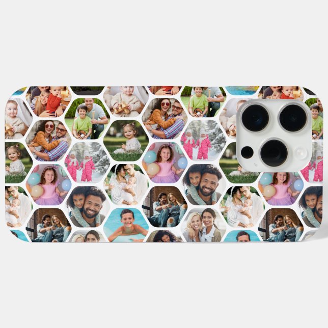 Multi Photo Collage Simple Modern Hexagon Pattern Case-Mate iPhone Case (Back (Horizontal))