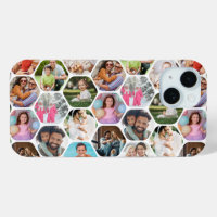 Multi Photo Collage Simple Modern Hexagon Pattern