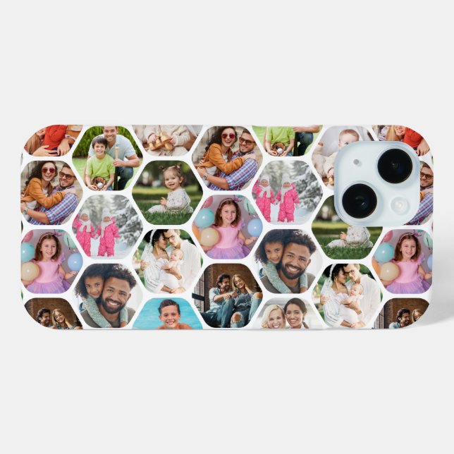 Multi Photo Collage Simple Modern Hexagon Pattern Case-Mate iPhone Case (Back (Horizontal))