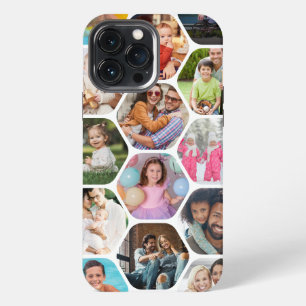 Multi Photo Collage Simple Modern Hexagon Pattern iPhone 13 Pro Max Case