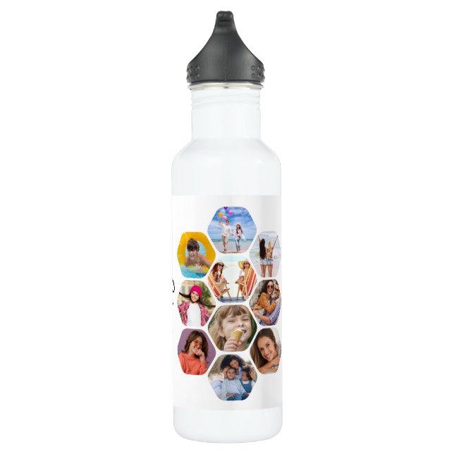 Multi Photo Collage Simple Modern Personalized 710 Ml Water Bottle (Right)