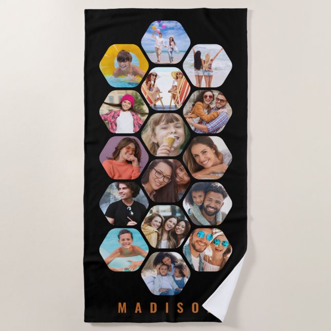 Multi Photo Collage Simple Modern Personalized Beach Towel (Front)