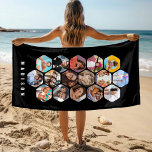 Multi Photo Collage Simple Modern Personalized Beach Towel<br><div class="desc">Multi Photo Collage Simple Modern Personalized Name Hexagon Pattern Custom Beach Towel features a photo collage of your favourite photos in a hexagon shape. Personalized with your name at the base. Perfect for birthday, Christmas, Mother's Day, Father's Day, Grandparents, brother, sister, best friend and more. PHOTO TIP: centre your photos...</div>