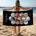 Multi Photo Collage Simple Modern Personalized Beach Towel<br><div class="desc">Multi Photo Collage Simple Modern Personalized Name Hexagon Pattern Custom Beach Towel features a photo collage of your favourite photos in a hexagon shape. Personalized with your name at the base. Perfect for birthday, Christmas, Mother's Day, Father's Day, Grandparents, brother, sister, best friend and more. PHOTO TIP: centre your photos...</div>