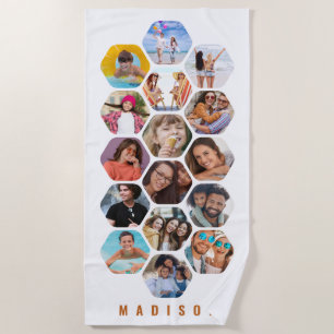Multi Photo Collage Simple Modern Personalized Beach Towel