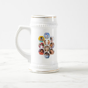 Multi Photo Collage Simple Modern Personalized Beer Stein