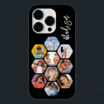 Multi Photo Collage Simple Modern Personalized Case-Mate iPhone 14 Pro Case<br><div class="desc">Multi Photo Collage Simple Modern Personalized Name Hexagon Pattern Smartphone iPhone Case features a photo collage of your favourite photos in a hexagon shape. Personalized with your name. Perfect for birthday, Christmas, Mother's Day, Father's Day, Grandparents, brother, sister, best friend and more. PHOTO TIP: centre your photos before uploading to...</div>