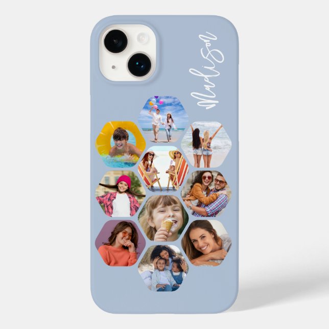 Multi Photo Collage Simple Modern Personalized Case-Mate iPhone Case (Back)