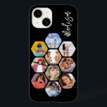 Multi Photo Collage Simple Modern Personalized Case-Mate iPhone 14 Case<br><div class="desc">Multi Photo Collage Simple Modern Personalized Name Hexagon Pattern Smartphone iPhone Case features a photo collage of your favourite photos in a hexagon shape. Personalized with your name. Perfect for birthday, Christmas, Mother's Day, Father's Day, Grandparents, brother, sister, best friend and more. PHOTO TIP: centre your photos before uploading to...</div>