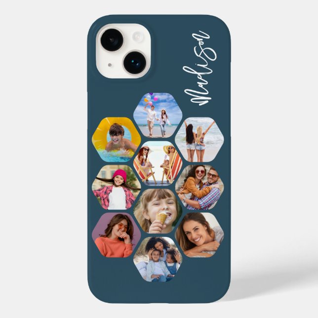 Multi Photo Collage Simple Modern Personalized Case-Mate iPhone Case (Back)