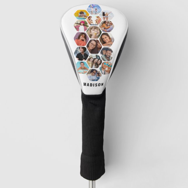 Multi Photo Collage Simple Modern Personalized Golf Head Cover (Front)
