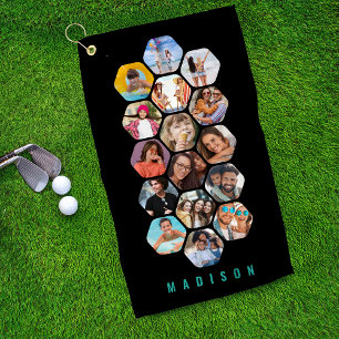 Multi Photo Collage Simple Modern Personalized Golf Towel